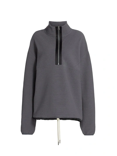 Shop Varley Harding Ribbed Half-zip Sweatshirt In Deepest Slate