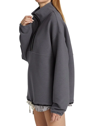 Shop Varley Harding Ribbed Half-zip Sweatshirt In Deepest Slate