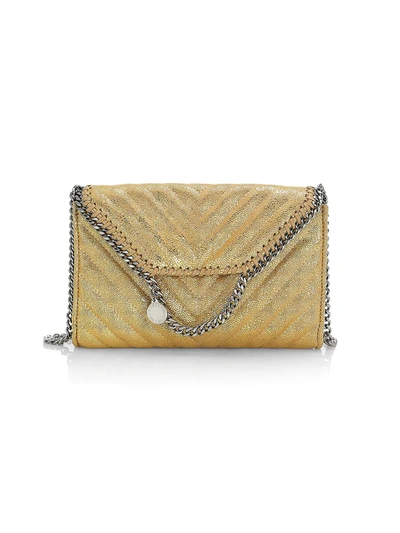 Shop Stella Mccartney Women's Mini Fabella Quilted Crossbody Bag In Gold