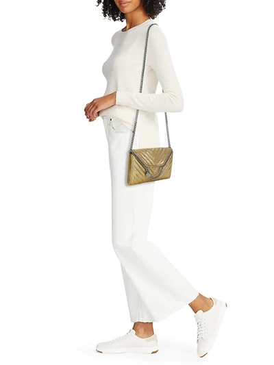 Shop Stella Mccartney Women's Mini Fabella Quilted Crossbody Bag In Gold