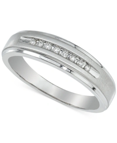 Shop Macy's Men's Diamond Band (1/10 Ct. T.w.) In 10k Yellow Gold Or 10k White Gold