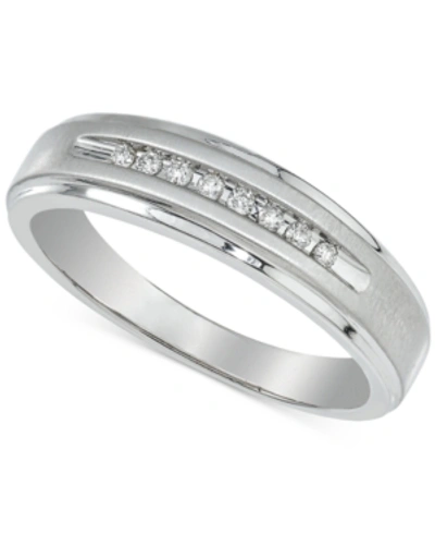 Macy's Men's Diamond Band (1/10 Ct. T.w.) In 10k Yellow Gold Or 10k White Gold In White Gold