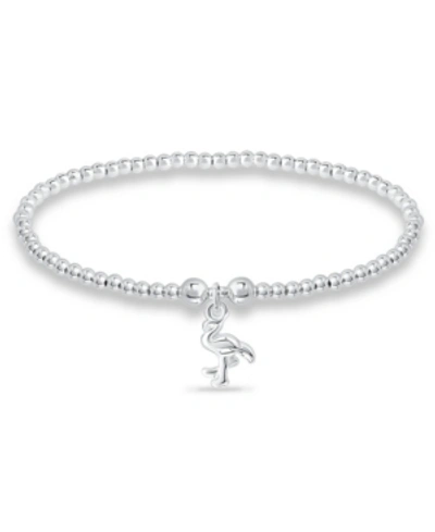 Macy's Bead Flamingo Charm Bracelet In Silver Plate In Silver