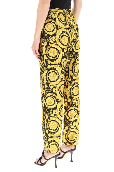 Shop Versace Baroque Print Pajama Trousers In Black,yellow