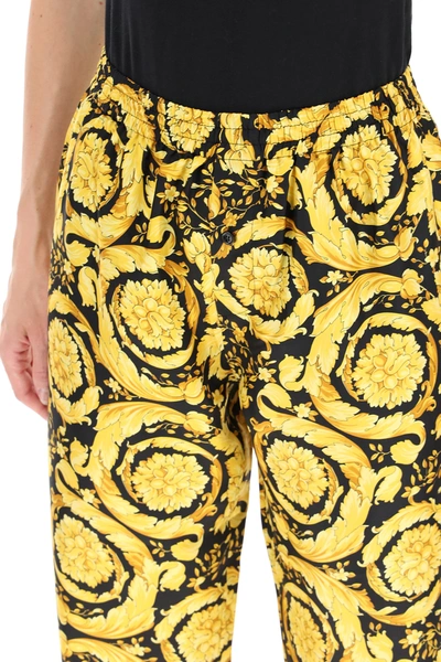 Shop Versace Baroque Print Pajama Trousers In Black,yellow