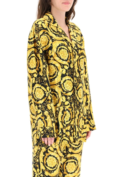 Shop Versace Pajama Shirt In Black,yellow