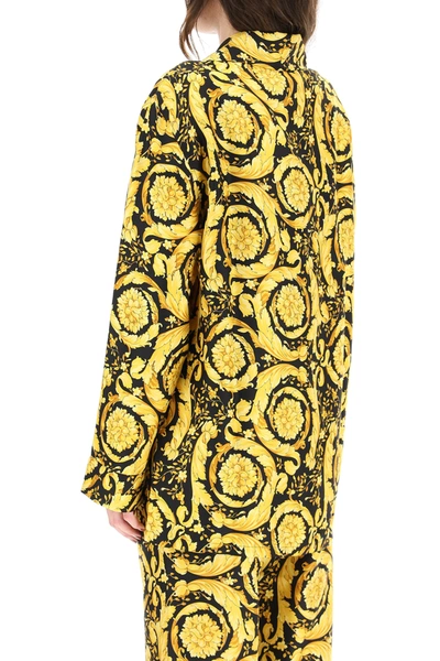 Shop Versace Pajama Shirt In Black,yellow