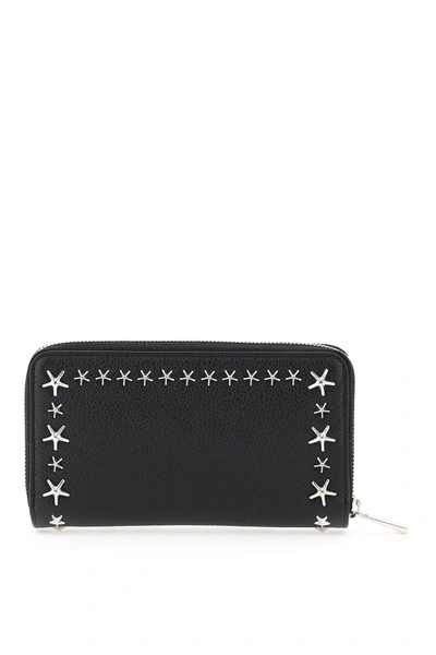 Shop Jimmy Choo Zip Around Star Studs Wallet In Black