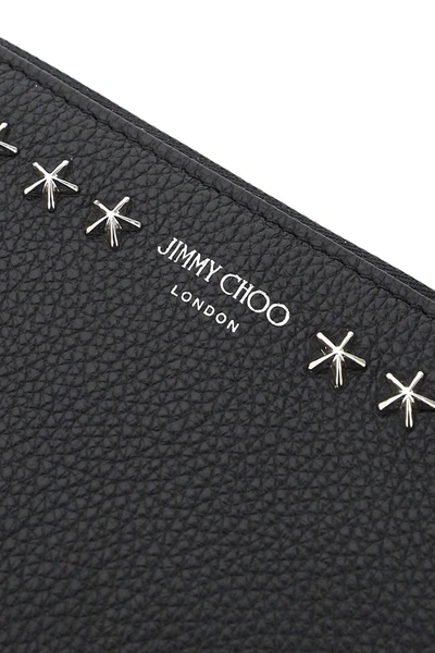 Shop Jimmy Choo Zip Around Star Studs Wallet In Black