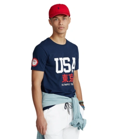 Shop Polo Ralph Lauren Men's Ecofast Pure Team Usa Jersey T-shirt In Cruise Navy