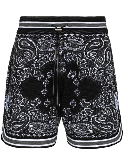 Shop Amiri Bandana Drawstring Shorts In 黑色