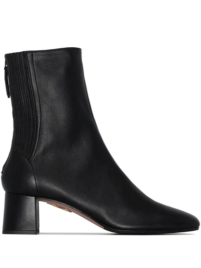 Aquazzura Saint Honore 50mm Leather Boots In 黑色