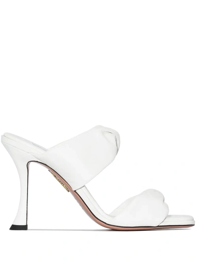 Aquazzura Twist 95 Leather Sandals In 白色