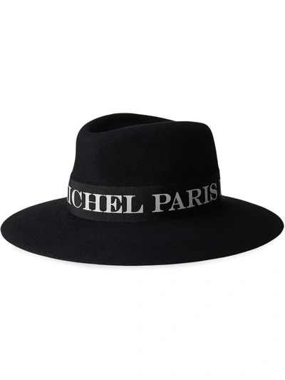 Shop Maison Michel Charles Logo Trim Hat In 黑色