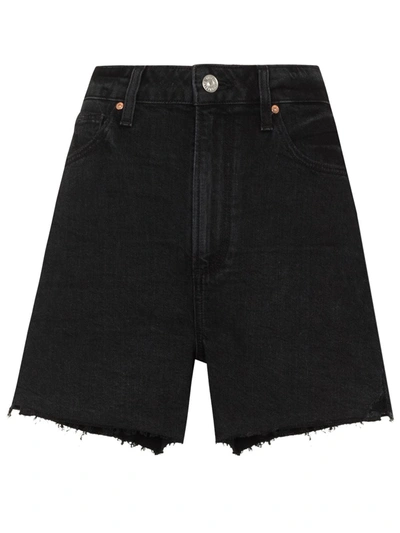 Shop Paige Dani High-waisted Denim Shorts In 黑色