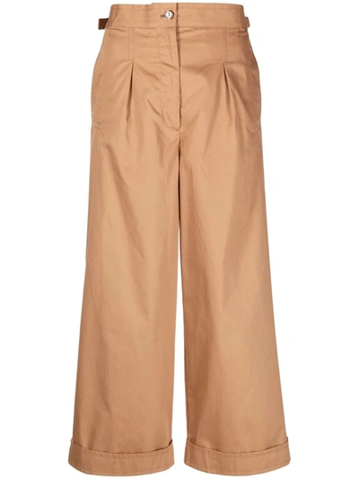 Shop Acne Studios Wide-leg Cropped Trousers In 褐色