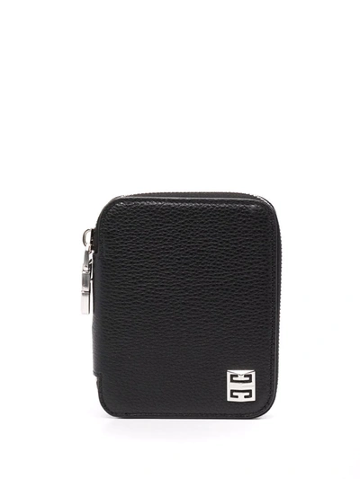 Shop Givenchy Grained-leather Zipped Wallet In 黑色