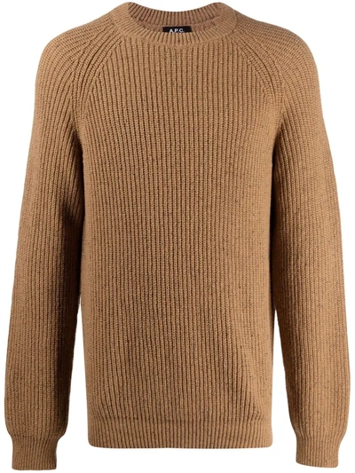 Shop Apc Ludo Ribbed-knit Jumper In 中性色