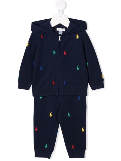 Shop Ralph Lauren Polo Pony-embroidered Tracksuit Set In 蓝色