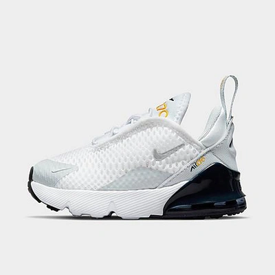 Shop Nike Kids' Toddler Air Max 270 Casual Shoes In White/metallic Silver/midnight Navy