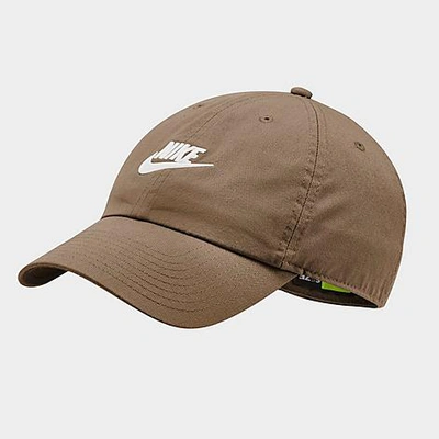 Shop Nike Sportswear Heritage86 Futura Washed Adjustable Back Hat In Dark Driftwood/white