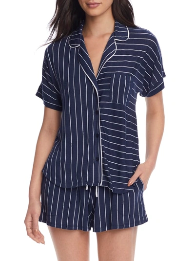 Shop Dkny Sleepwear Knit Pajama Shorts Set In Dive Stripe