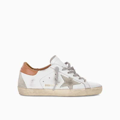 Shop Golden Goose Womens Super-stars Sneakers With Brown Heel Tab In White Ice Brown