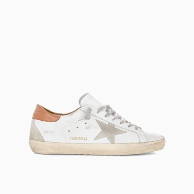 Shop Golden Goose Super-stars Sneakers With Brown Heel Tab In White Light Brown