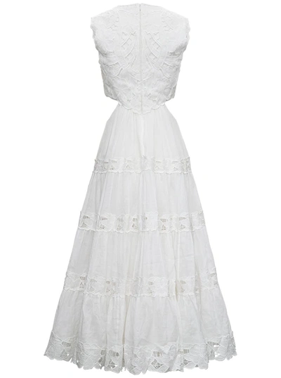 Shop Zimmermann Cassia Yoke Long Dress With Cut Out Details In White