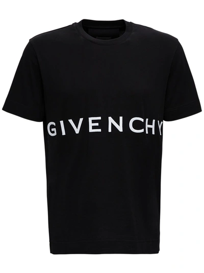 Shop Givenchy Cotton T-shirt With White Logo In Black
