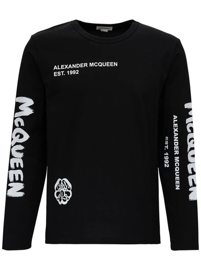 Alexander Mcqueen Typographic Skull Print T-shirt In Black | ModeSens