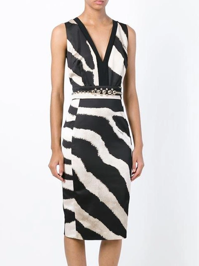 Shop Just Cavalli Studded Waist Zebra Print Dress