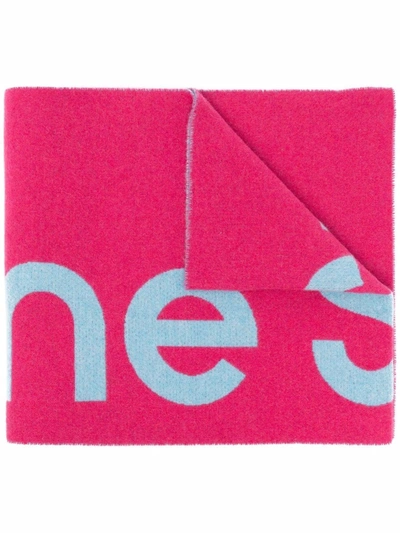 Shop Acne Studios Oversized Jacquard Logo Scarf In Pink