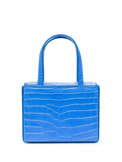 Shop Amina Muaddi Super Amini Giorgia Mini Bag In Blue