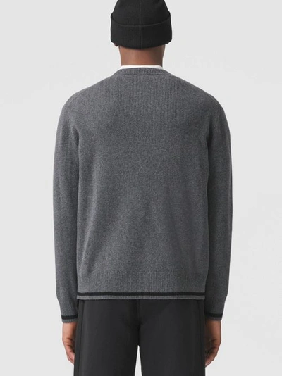Shop Burberry Monogram Motif Cashmere Cotton Sweater In Dark Grey Melange