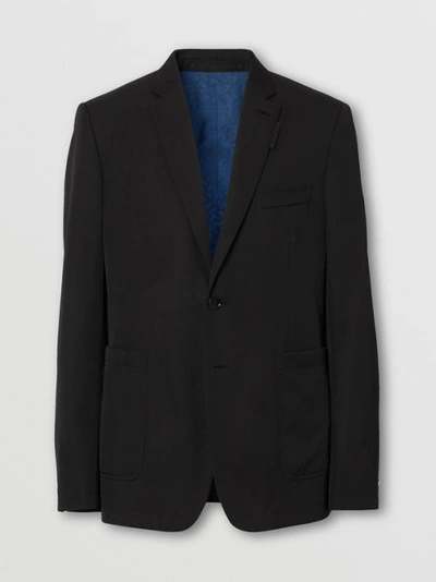 Shop Burberry Slim Fit Technical Wool Tailored Jacket In Black