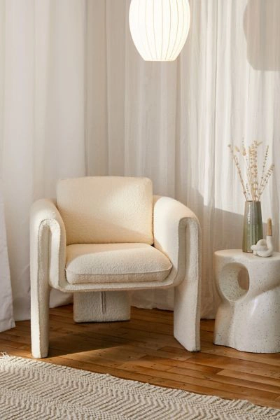 Shop Urban Outfitters Floria Boucle Chair In Ivory