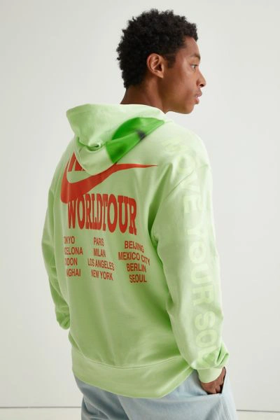 Shop Nike Sportswear Logo Hoodie Graphic Sweatshirt In Lime