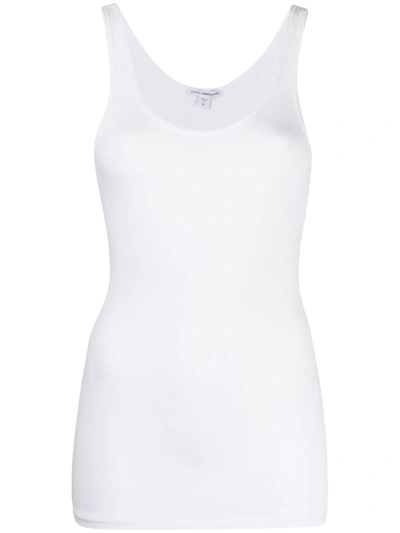 James Perse The Daily Ribbed Stretch-cotton Tank In Weiss