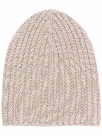 Shop Barrie Cashmere Knit Beanie Hat In Nude