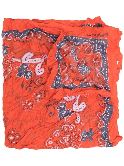 Shop Acne Studios Crinkled Bandana Print Scarf In Rot