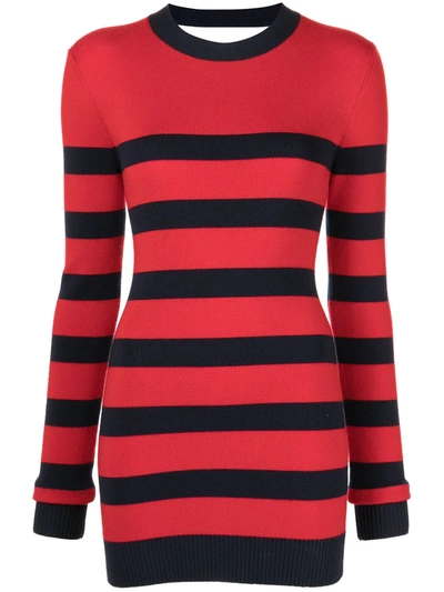 Shop Monse Striped Cut-out Knit Dress In Rot