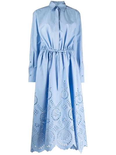 Shop Valentino Broderie-anglaise Shirtdress In Blau