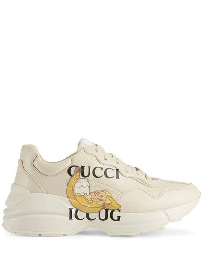 Shop Gucci X Bananya Rhyton Sneakers In Weiss
