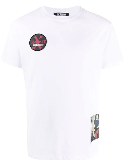 Shop Raf Simons Logo-patch Cotton T-shirt In Weiss