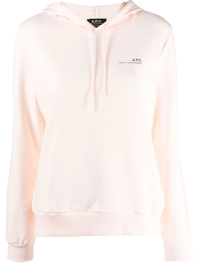 Shop Apc Logo-print Cotton Hoodie In Rosa
