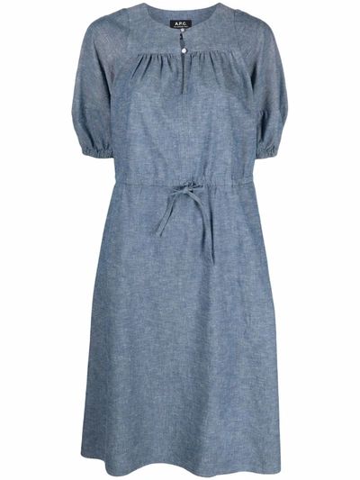 Shop Apc Ondine Denim Dress In Blau