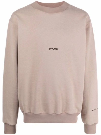 Shop Styland Organic Cotton Logo Sweatshirt In Nude