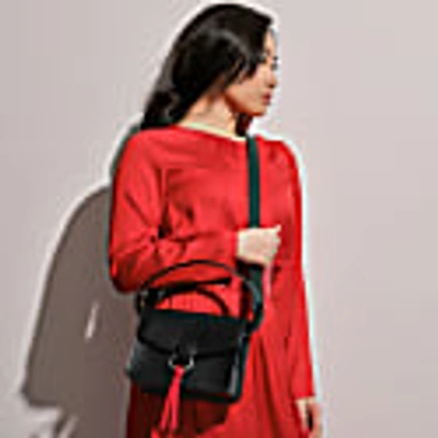 Plik Salma Saddle Crossbody Bag Black In Crossbody