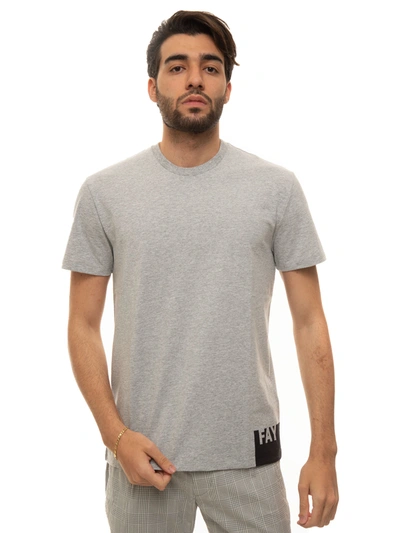 Shop Fay T-shirt With Short Sleeves And Round-neck In Grey